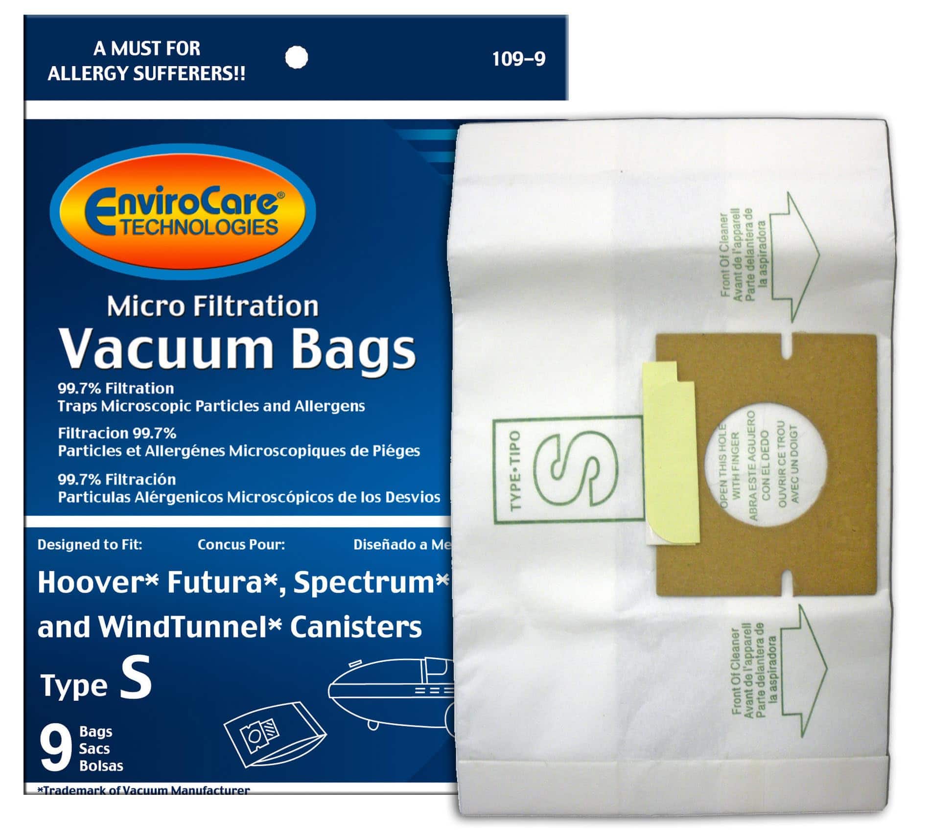 EnviroCare - Vacuum Bags for Vacuum Part #109-9 12 Pack