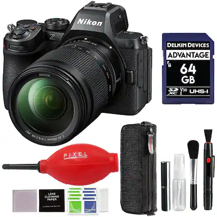 Nikon Z7 with NIKKOR 59-500mm f/4-6.3 Lens
DELKIN DEVICES ADVANTAGE 64 GB SDXC UHS-I V30 Memory Card
PIXEL Connection Lens Cleaning Kit
Lens Cleaning Paper
Wipe (Wet and Dry)