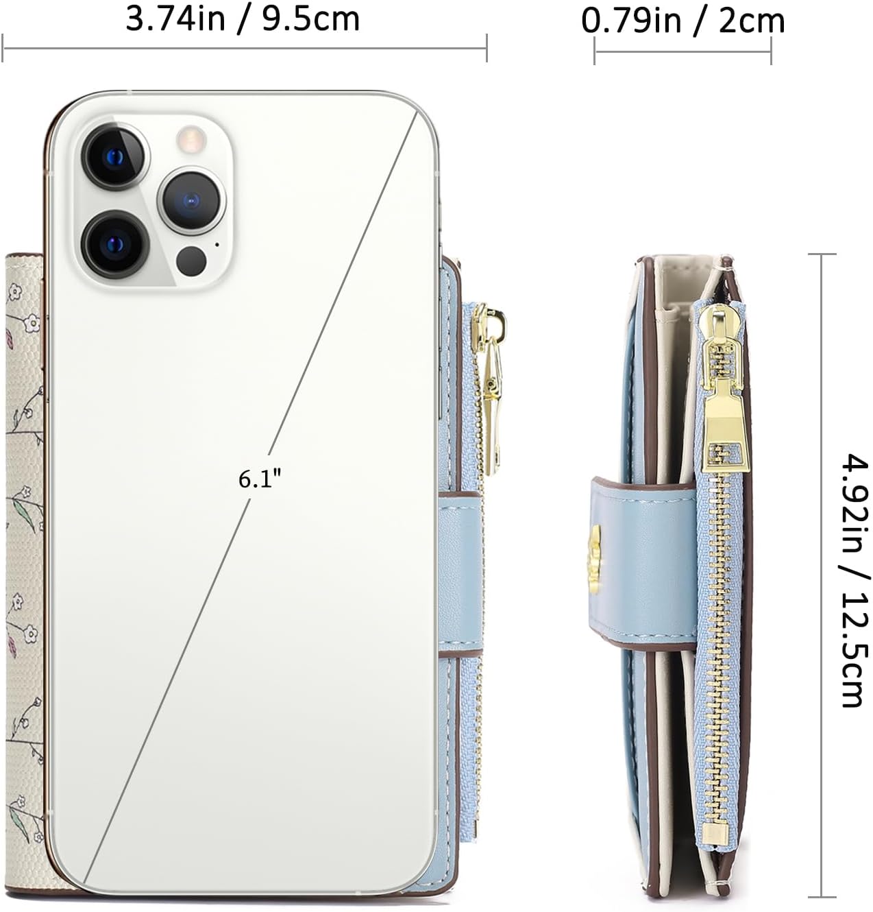 3.74in / 9.5cm  
0.79in / 2cm  
6.1"  
4.92in / 12.5cm