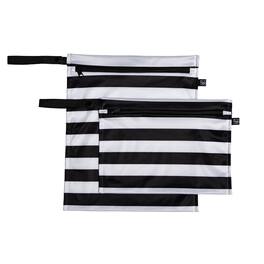 J.L. Childress - Wet-to-Go Portable Wet and Dry Bags, 2 Pack - Black / White Stripes