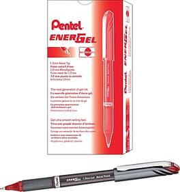 Pentel - EnerGel NV Liquid Gel Pen, Bold Point, Dozen - Red Ink