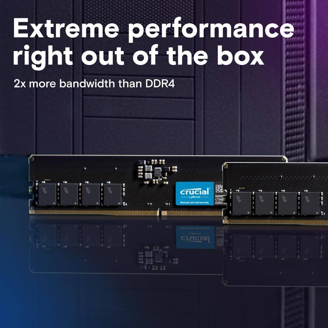 Extreme performance right out of the box  
2x more bandwidth than DDR4  

crucial  
CTO0d  
DDR4  
CLB 2000