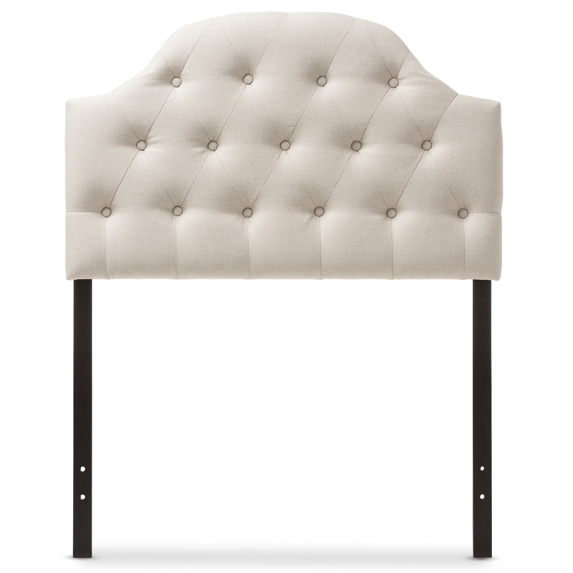 Baxton Studio - Morris Modern and Contemporary Fabric Upholstered Button-Tufted Scalloped Twin Size Headboard - Light Beige
