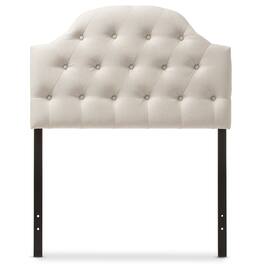 Baxton Studio - Morris Modern and Contemporary Fabric Upholstered Button-Tufted Scalloped Twin Size Headboard - Light Beige