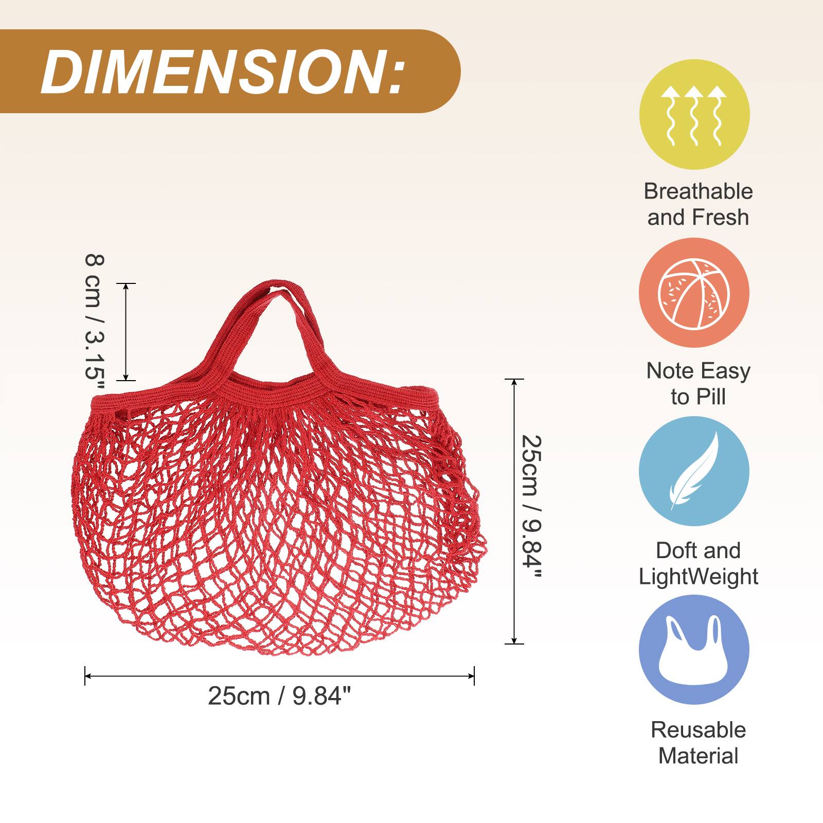 DIMENSION: 8 cm / 3.15" / 25cm / 9.84"  
Breathable and Fresh  
Note Easy to Pill  
Doft and LightWeight  
Reusable Material