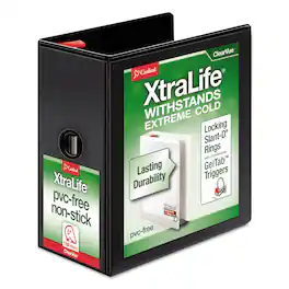 Cardinal - XtraLife ClearVue Non Stick Slant D Ring Binder 3 Rings 5" Capacity 11 x 8.5 Black