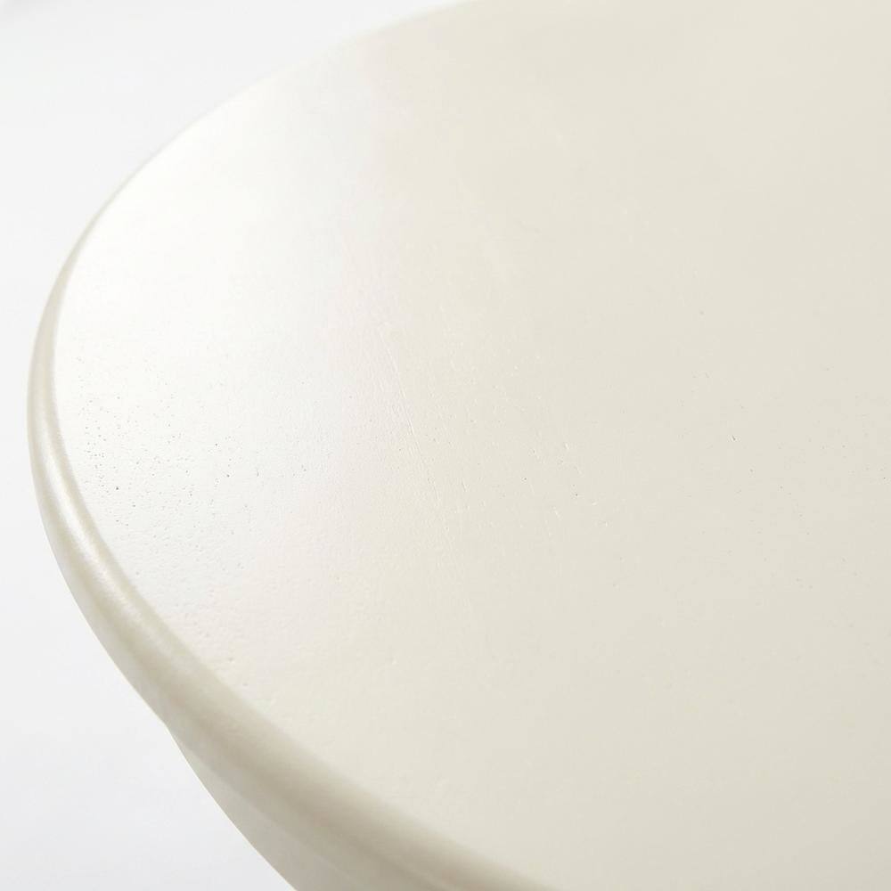Alt View 3. FurniFact - Linen White Round Pedestal Dining Table - White & Black.