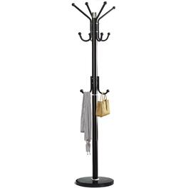 ThinkLink Electronic - Modern Coat Rack Freestanding With Marble Base & Sturdy Metal Frame 11 Hooks Hall Tree For Jackets Hats Bags - 11 hooks-Black
