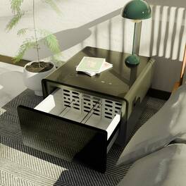 Loheer - Smart Side Table with Fridge, Wireless Charging, Modern Nightstand - Black