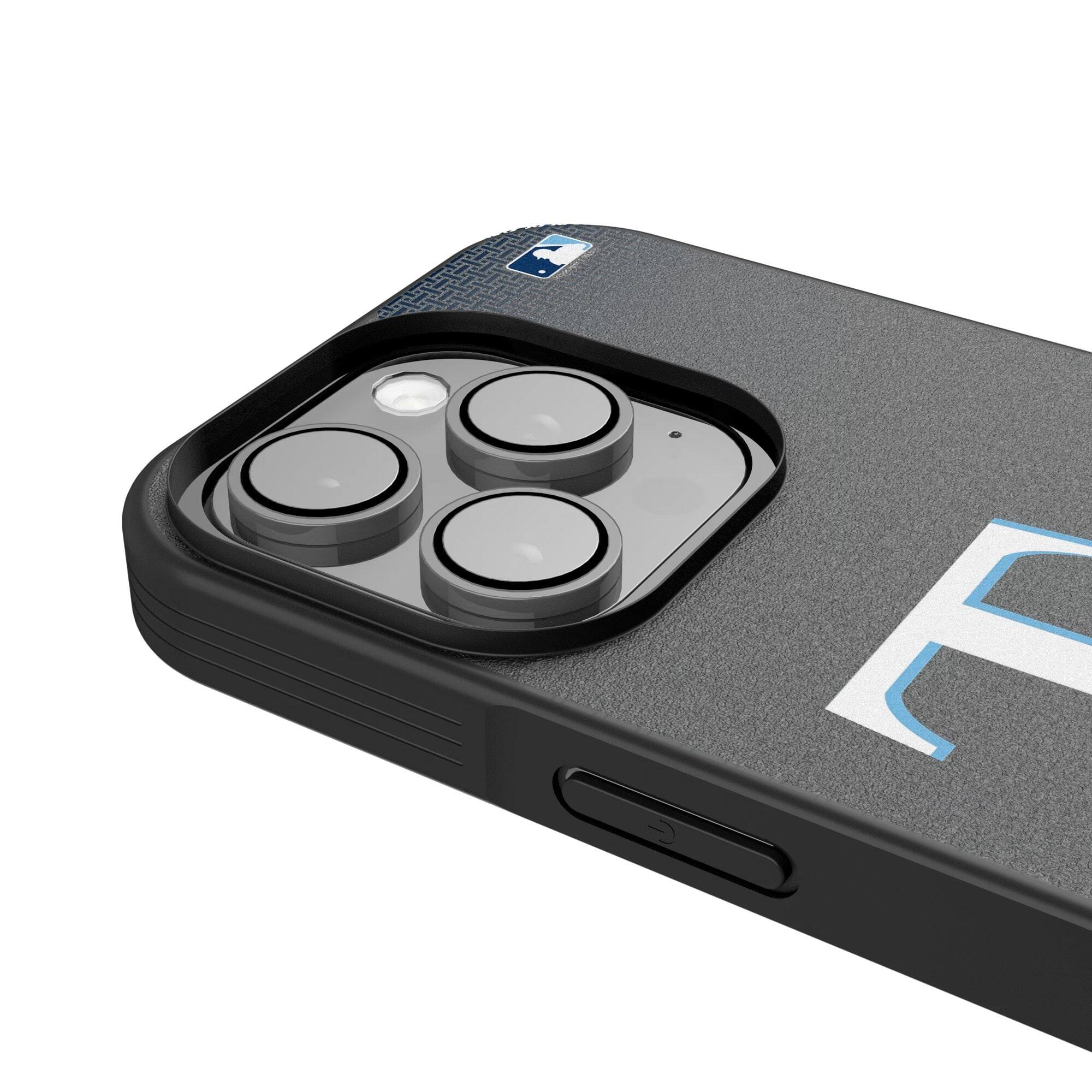 Alt View 3. Keyscaper - Tampa Bay Rays Linen Logo iPhone Bump Case - 14 Pro - Black.