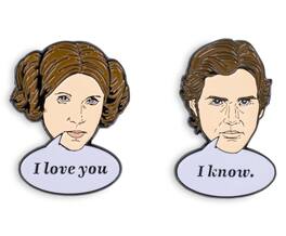 SalesOne LLC - Star Wars Han Solo & Princess Leia Collector Pins | I Love You, I Know Pin Set - White/Black