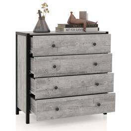 Costway - 4-Drawer Dresser Modern Chest of Drawers Wooden Storage Dresser - Gray