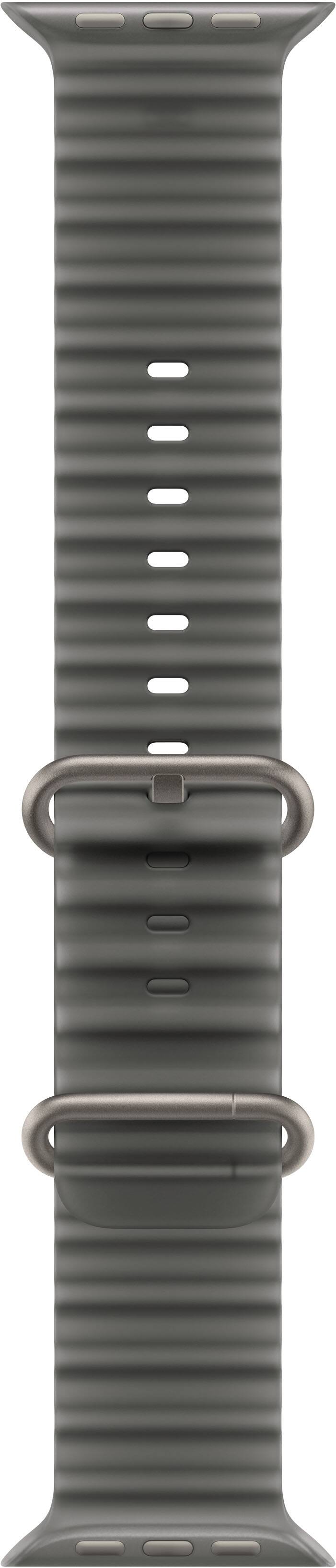 Front. Apple - 49mm Ocean Band - Natural Titanium Finish (2026) - Translucent Black.