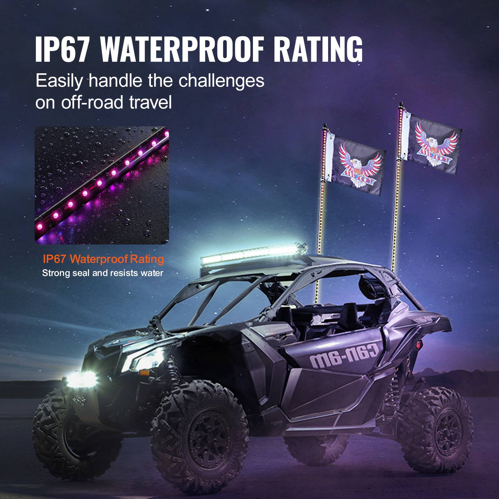 IP67 WATERPROOF RATING

Easily handle the challenges on off-road travel

IP67 Waterproof Rating
Strong seal and resists water