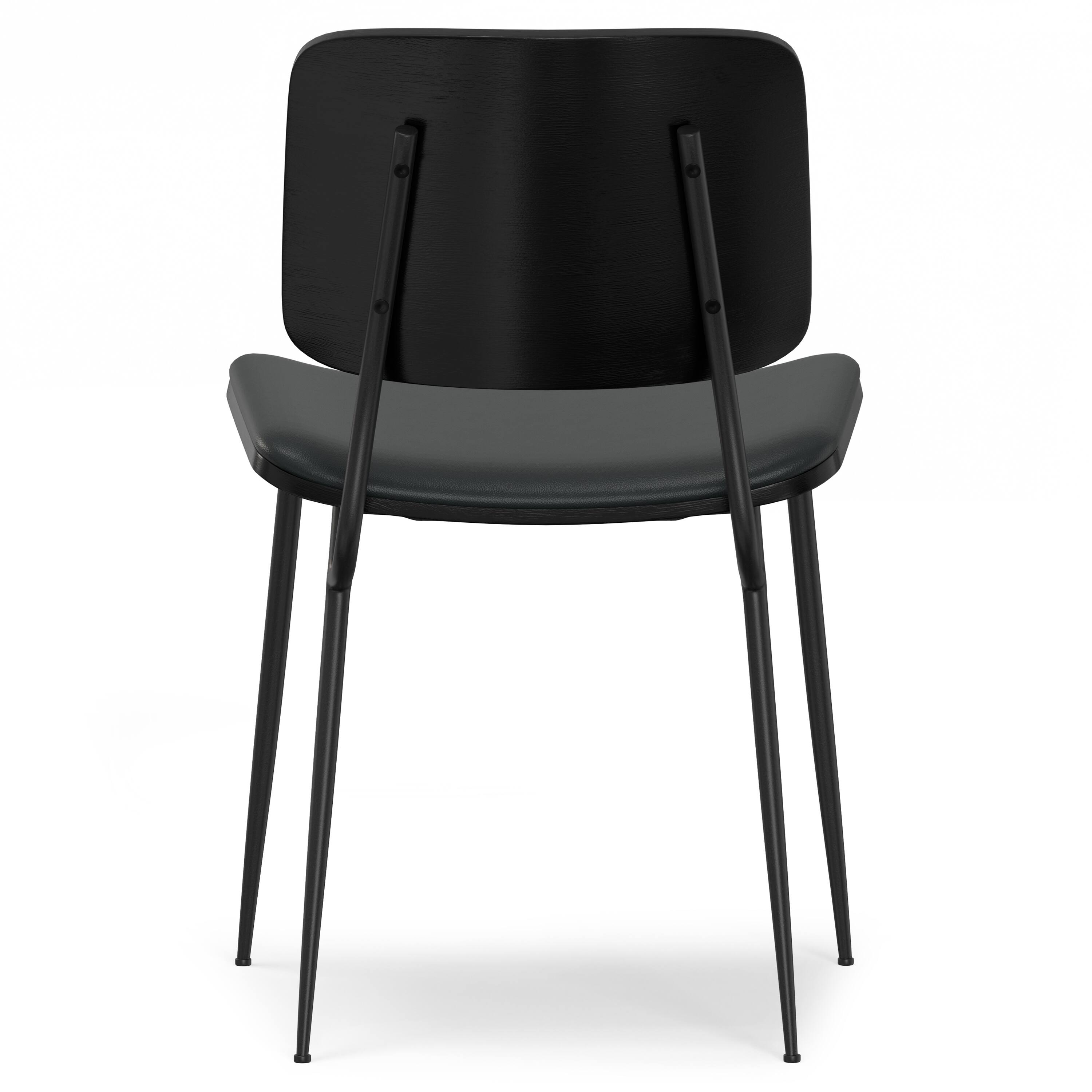 Back. Simpli Home - Hayley Dining Chair (Set of 2) in Black Vegan Faux Leather - Black.