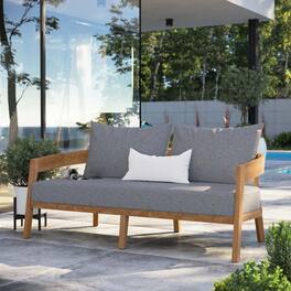 Brisbane Teak Wood Outdoor Patio Loveseat by Modway - Natural Gray