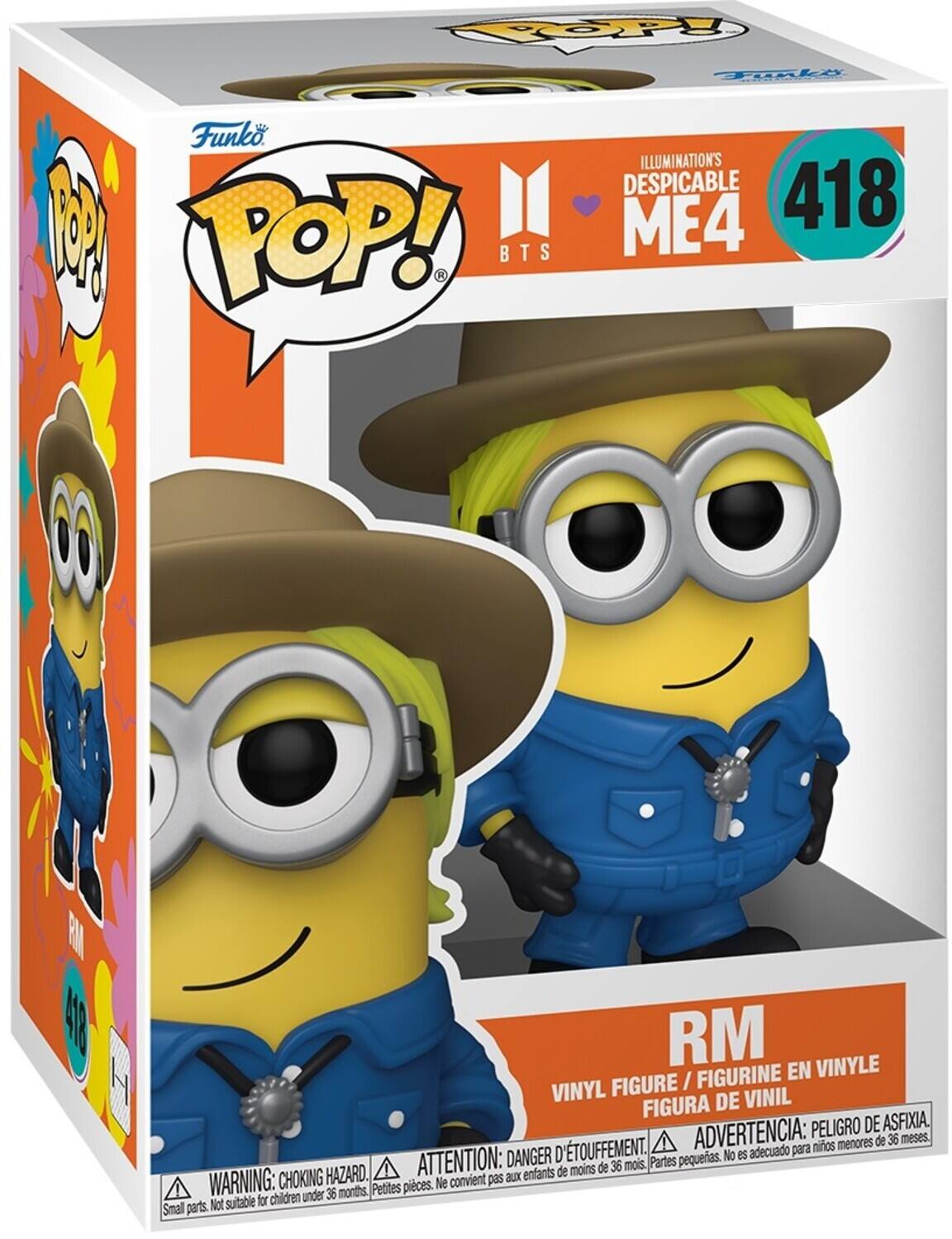 COP 4 Funko M POP! BTS T Fuake ILLUMINATIONS DESPICABLE 418 ME4 PMA 410 RM FIGURINE EN VINYLE H VINYL FIGURE / FIGURA DE VINIL PELIGRO DE ASFIXIA. D'TOUFFEMENT. ADVERTENCIA: para mios menores de 36 meses. DANGER No es adecuado ATTENTION: de 36 mois. Partes pequeas. HAZARD. enfants de moins WARNING: CHOKING convient pas aux Petites pieces. Ne children under 36 months. Not suitable for Smal parts.