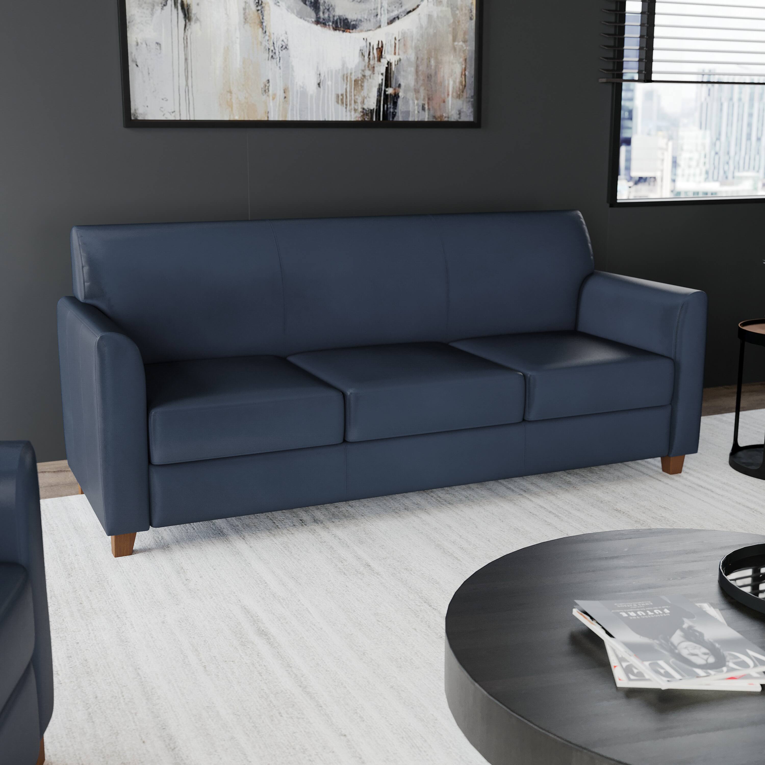 Alt View 1. Flash Furniture - HERCULES Diplomat Series Navy LeatherSoft Sofa - Blue.