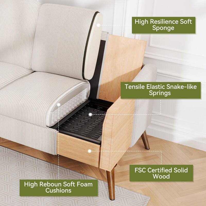 High Resilience Soft Sponge, Tensile Elastic Snake-like Springs, High Rebound Soft Foam Cushions, FSC Certified Solid Wood