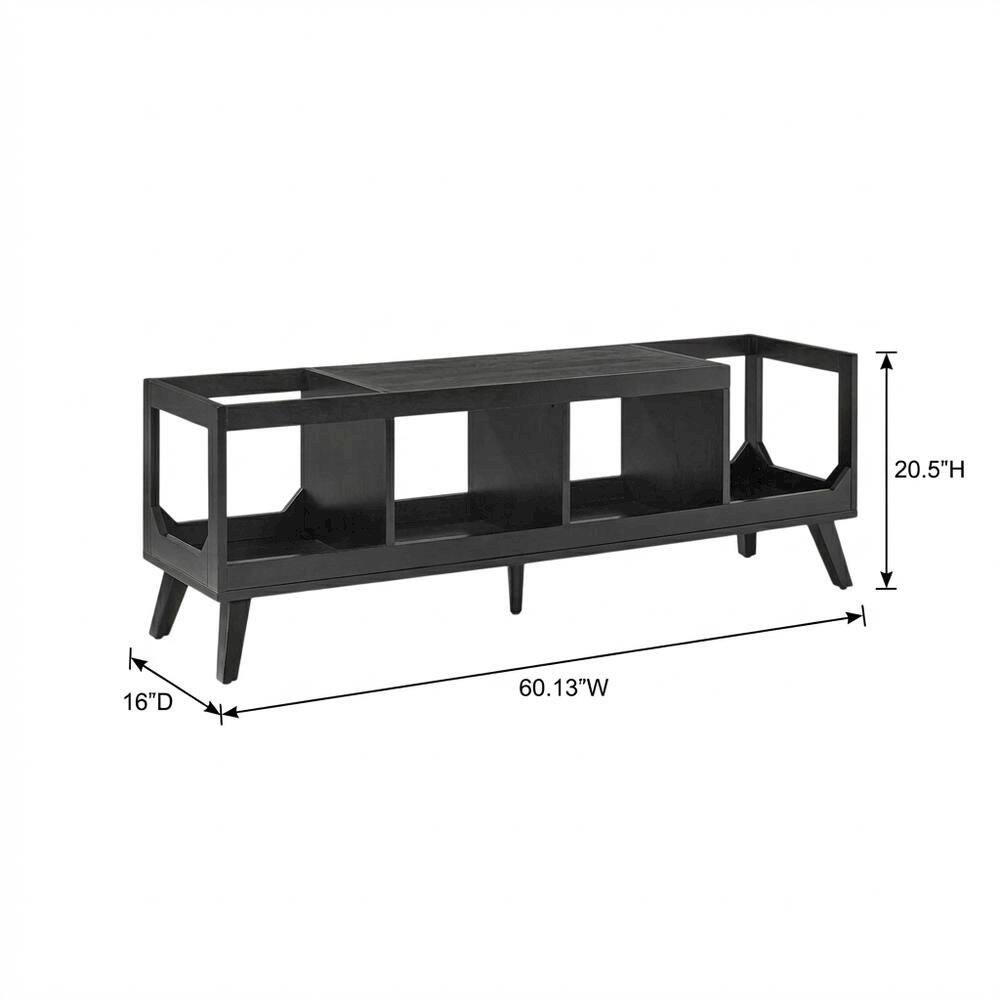 FurniFact - Wooden Low Record Player Stand with Vinyl Storage and Cable Management - Black price history on PriceWatchPro