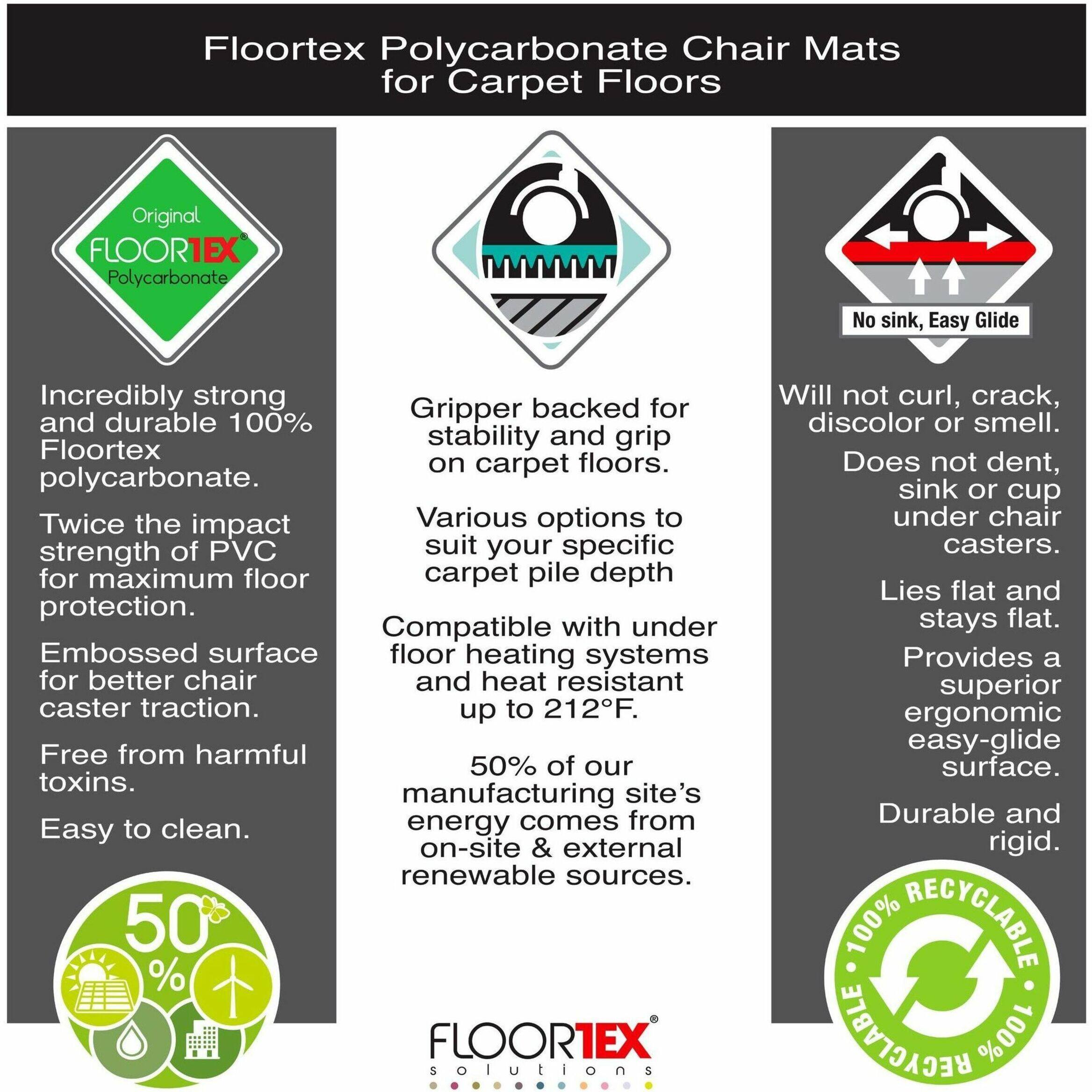 Alt View 25. Floortex - Ultimat Polycarbonate Rectangular Chair Mat for Carpets - 60'' x 79'' - Clear.