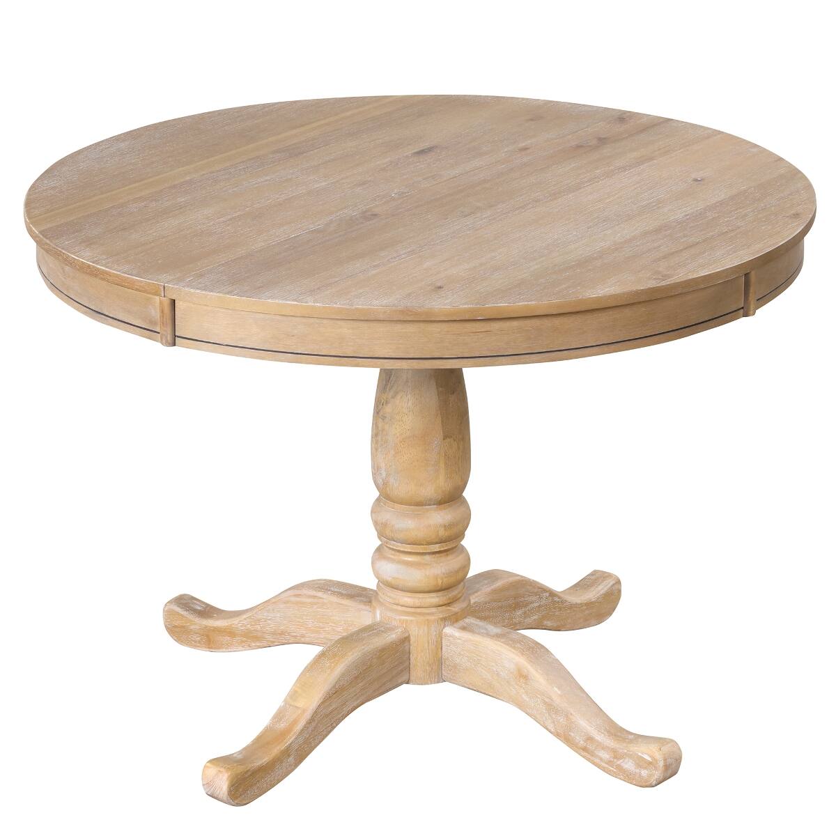Left. Loheer - Loheer Round Dining Table, Natural Wood Finish, 42 Inch Modern Kitchen Table - Natural.