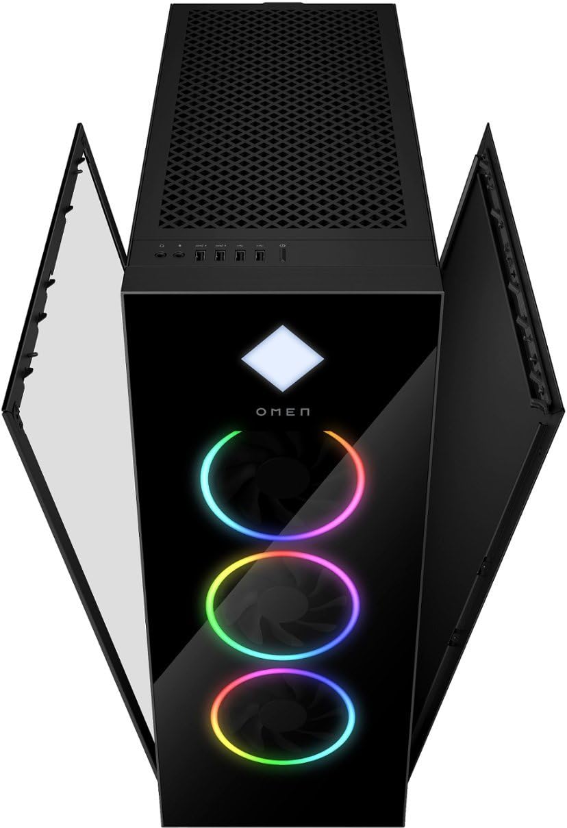 Back. HP - HP Omen 45L Gaming Desktop | i7-13700K | RTX 4060 Ti | 64GB DDR5 | 2TB SSD | Win11 Pro | Wi-Fi 6 | Bluetooth 5.3 - Black.