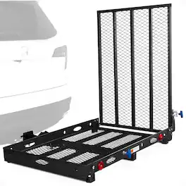 Silver Spring - Folding Steel Scooter/Wheelchair Carrier with Ramp & Hitch Mount - Black