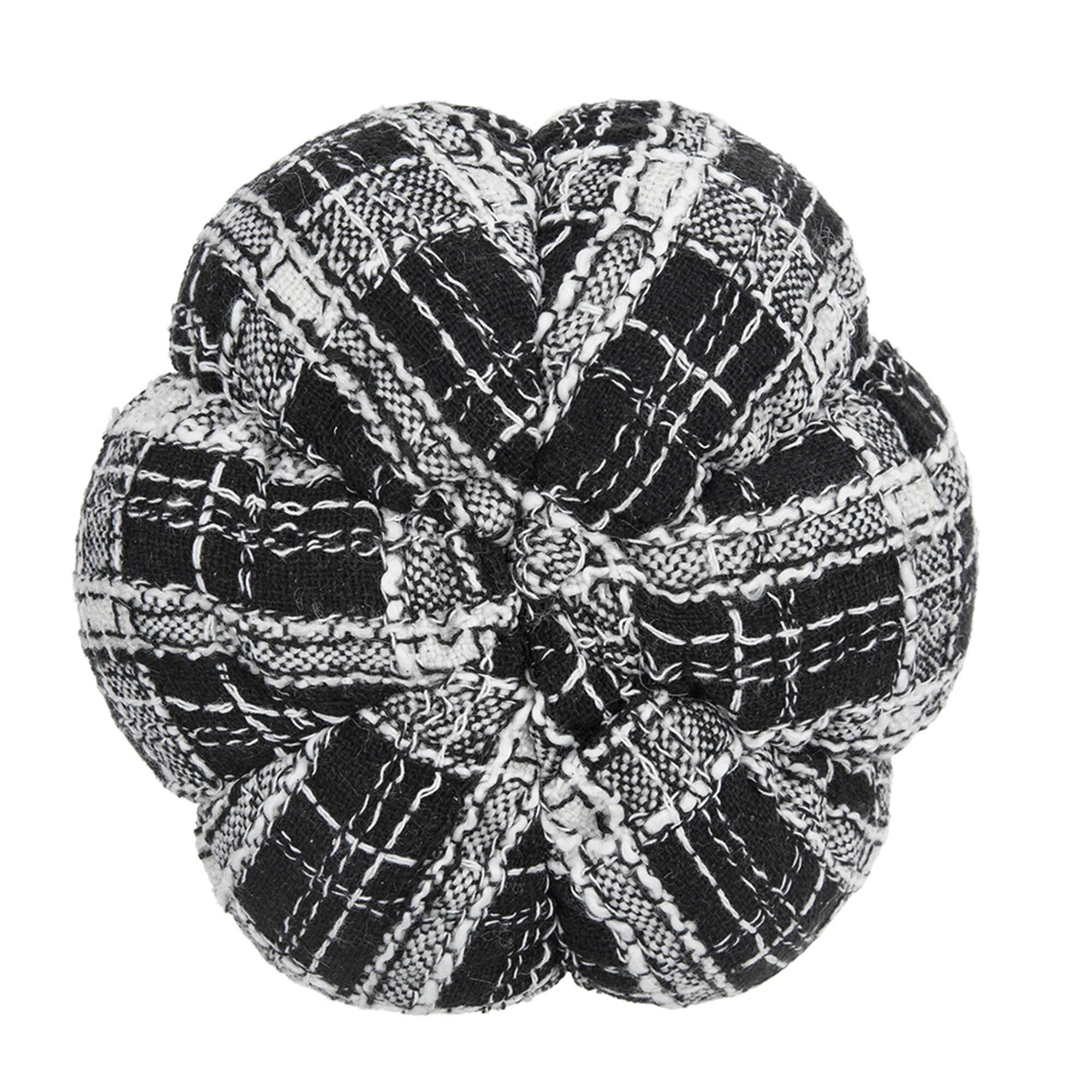 Alt View 2. Boyel Living - 7 Inch Black and White Plaid Fabric Pumpkin for Halloween Decor - Black,White.