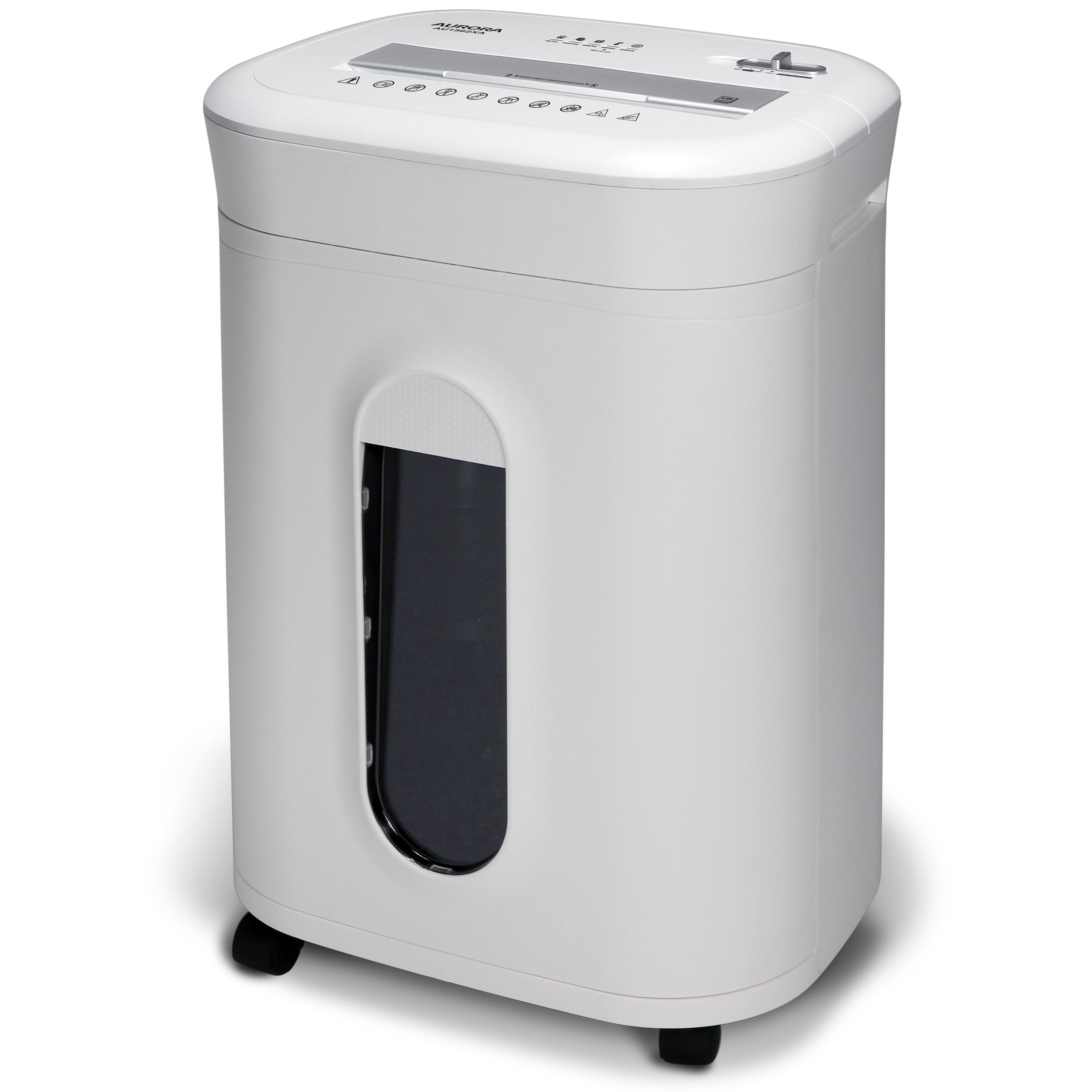 Angle. Aurora - Aurora AU1562XA Anti-Jam Heavy Duty 15-Sheet Crosscut Shredder/ 6 Gallon Pullout Basket / 60 Min Run Time - White.