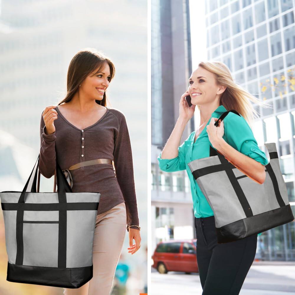 Alt View 3. Fabibe - Insulated Reusable Tote Bag For Grocery Shopping Women/men  Pizza/food Delivery To Keep Food Cold/hot Uber Eats/doordash - Blue-2.