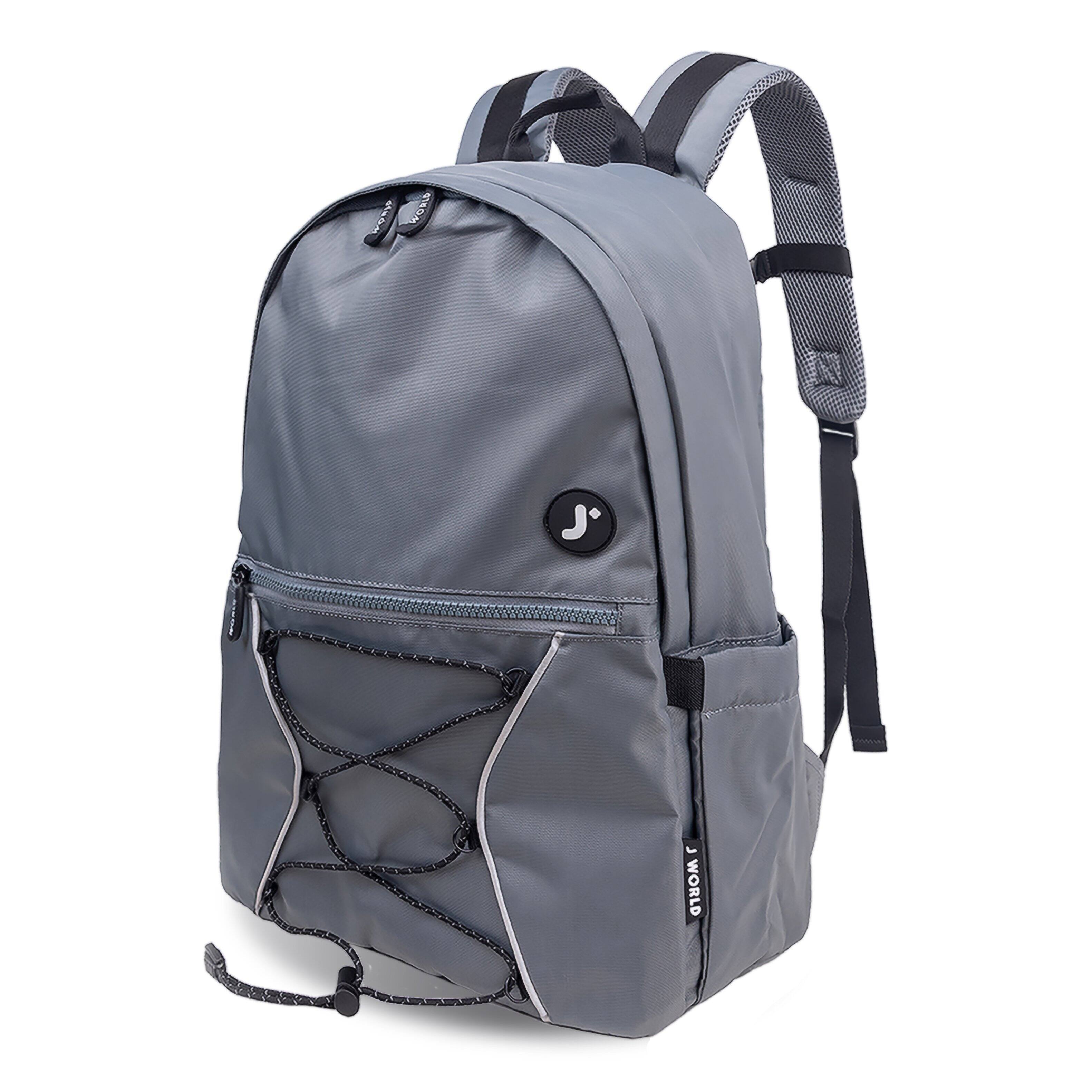 Angle. J World - J World Unisex Cristos Casual Backpack with Laptop Sleeve, Grey - GREY.