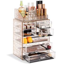 Sorbus - Medium Makeup Organizer Set - (3 Large / 4 Small Drawers/Top Tray) - Glitter