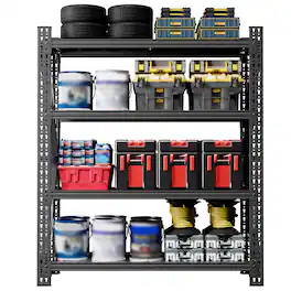 Boyel Living - Heavy Duty Metal Adjustable Garage Shelves 4000LBS Storage Rack (69"H x 59"W x 23.6"D) Industrial Shelving - Black