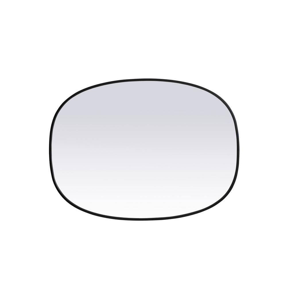 Back. Elegant Decor - Metal Frame Oval Mirror 30x40 Inch in Black - Black.