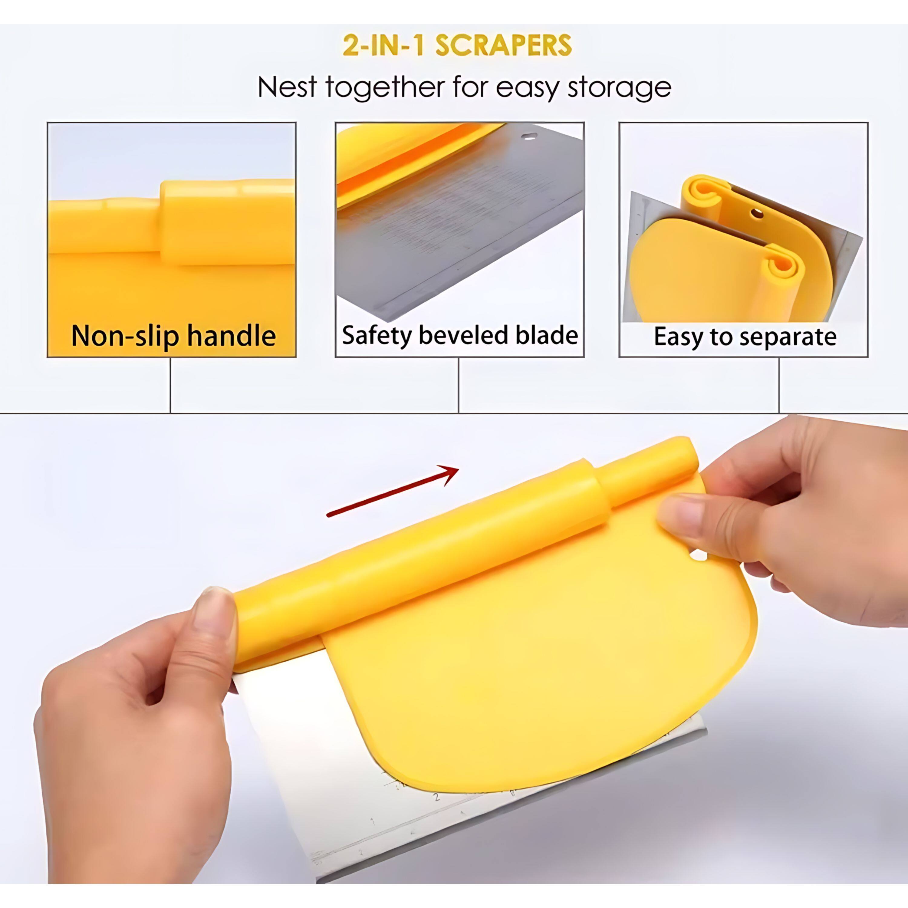 2-IN-1 SCRAPERS  
Nest together for easy storage  

- Non-slip handle  
- Safety beveled blade  
- Easy to separate