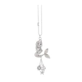 Ganz - Mermaid Holding Shell Car Charm 7.5 Inch with Chain - Silver