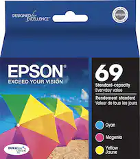 Front. Epson - 69 3-Pack Ink Cartridges - Cyan/Magenta/Yellow.