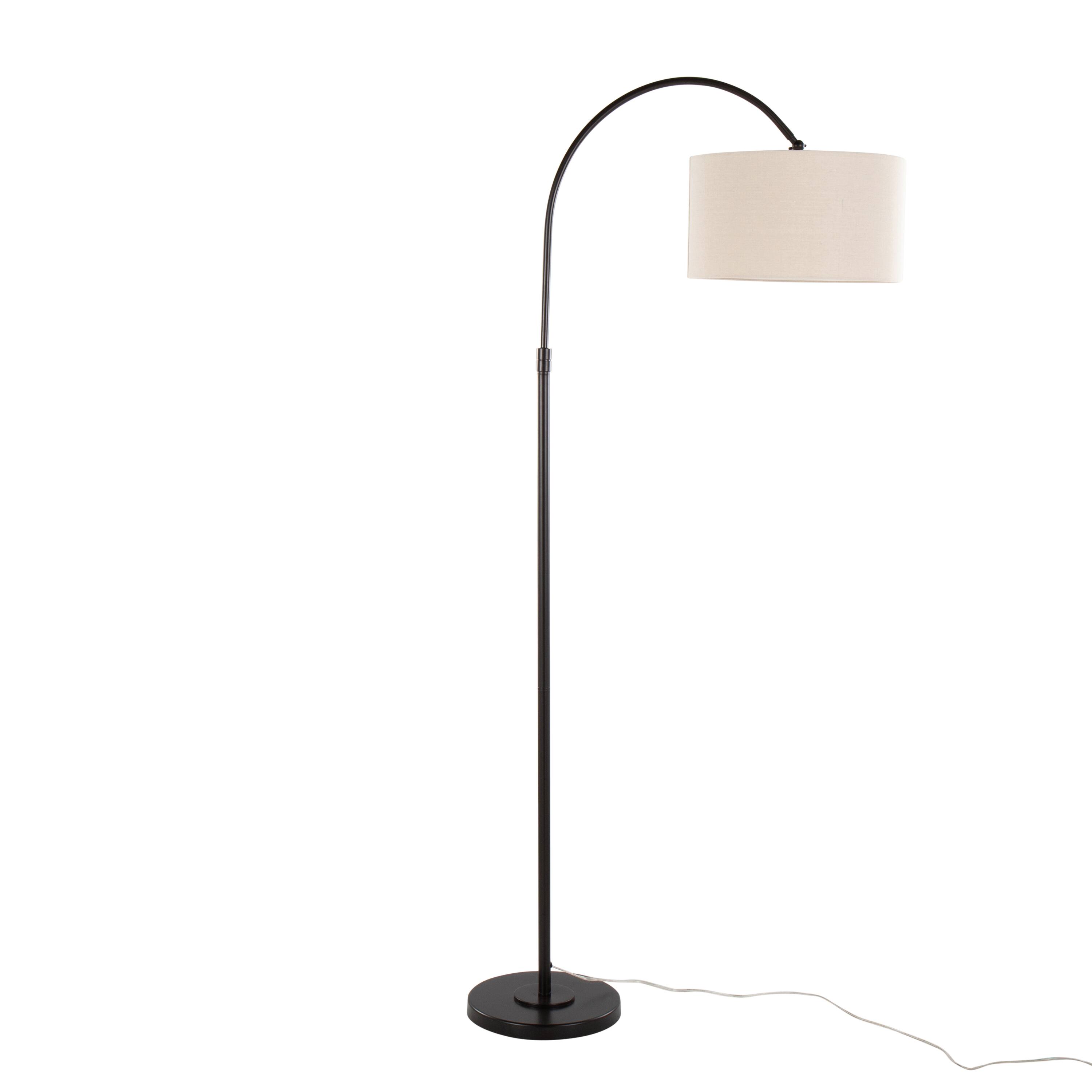 Alt View 1. Loheer - Loheer 72 Inch Contemporary Metal Floor Lamp Oil Bronze Tall Standing Light with Natural Linen Shade for Living Room - Natural.