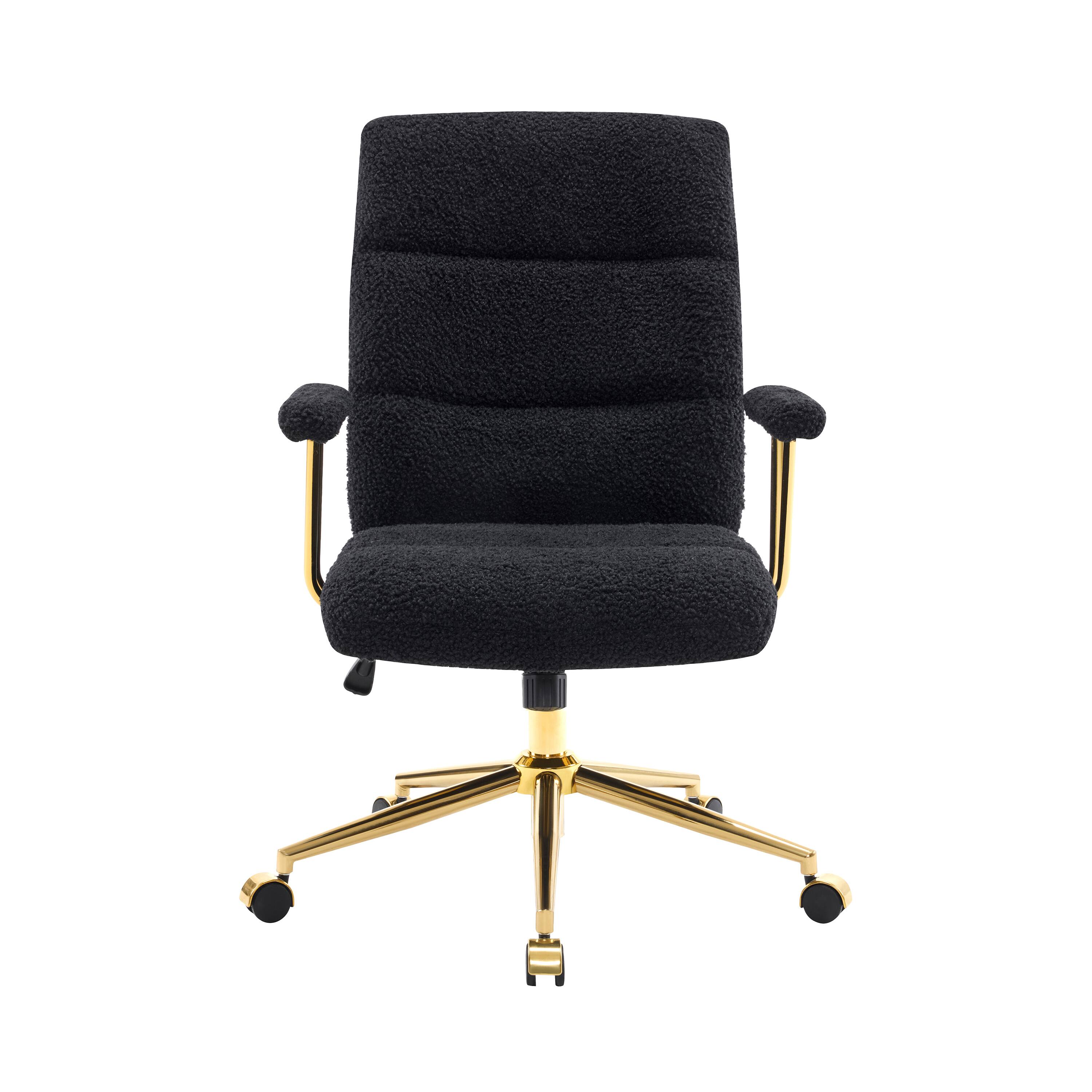 Left. Forest'nSky - Black Gold Boucle Fabric Office Chair, Height Adjustable Ergonomic Desk Chair with Armrests - Black.