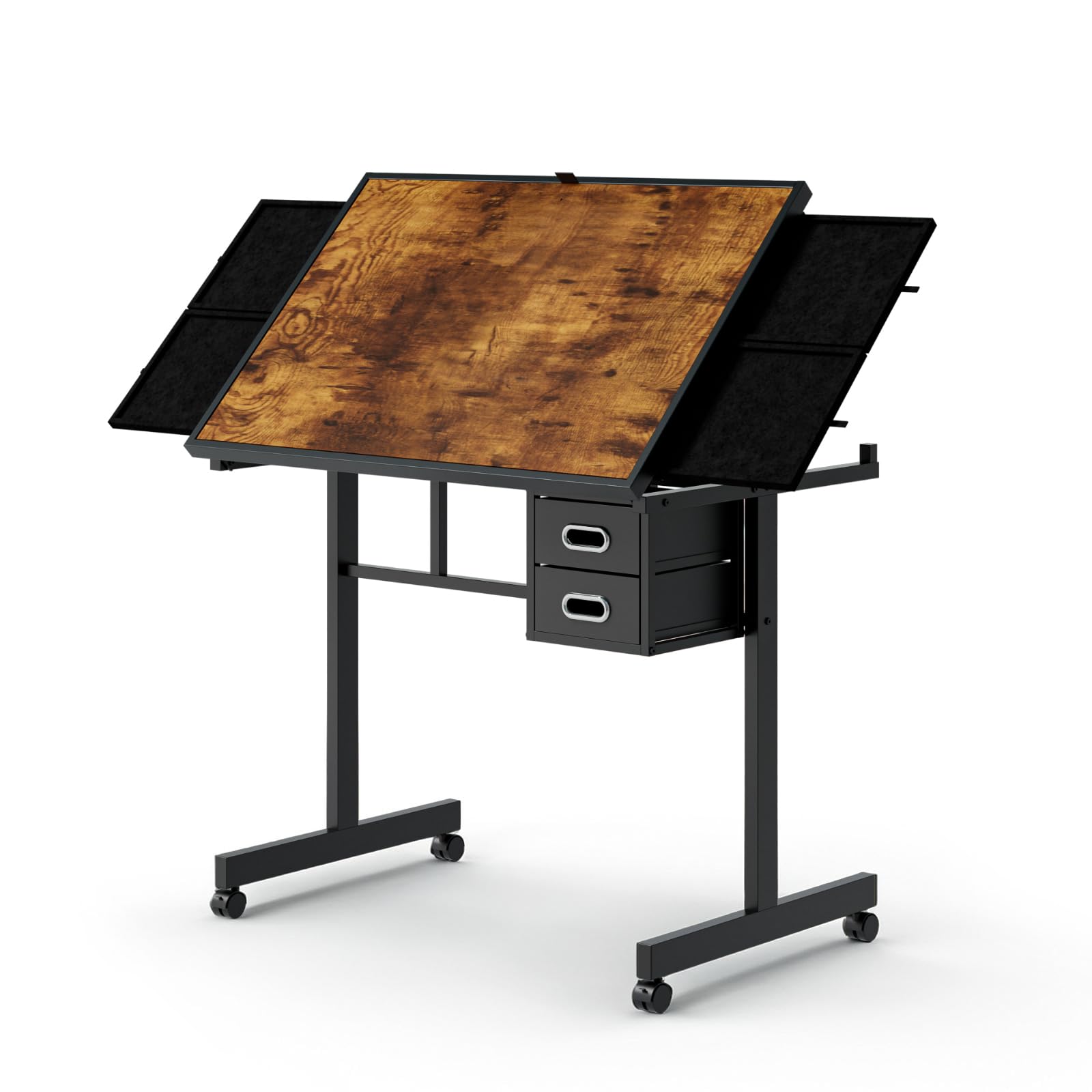 Front. Ecooso - 1000 Piece Jigsaw Puzzle Table Board for Adults with 4 Sorting Trays and 2 Drawers, Foldable Game Table - Black.