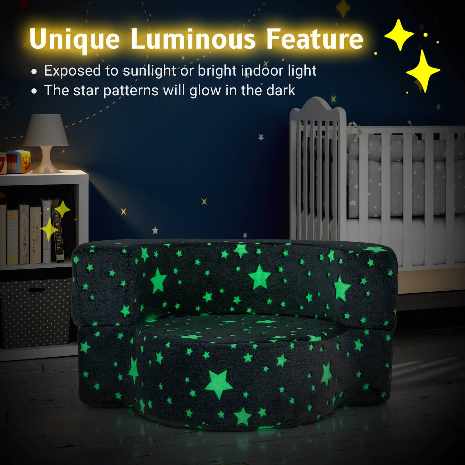 Unique Luminous Feature

- Exposed to sunlight or bright indoor light
- The star patterns will glow in the dark