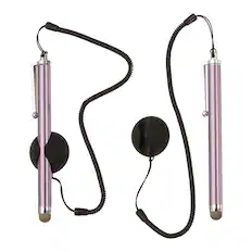 Front. Unique Bargains - 2pcs Screen Capacitive Pen with Spring Rope Fixing Dock High Sensitivity for Mobile Phone Car Navigation GPS POS Tablet - Pink.