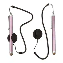 Unique Bargains - 2pcs Screen Capacitive Pen with Spring Rope Fixing Dock High Sensitivity for Mobile Phone Car Navigation GPS POS Tablet - Pink