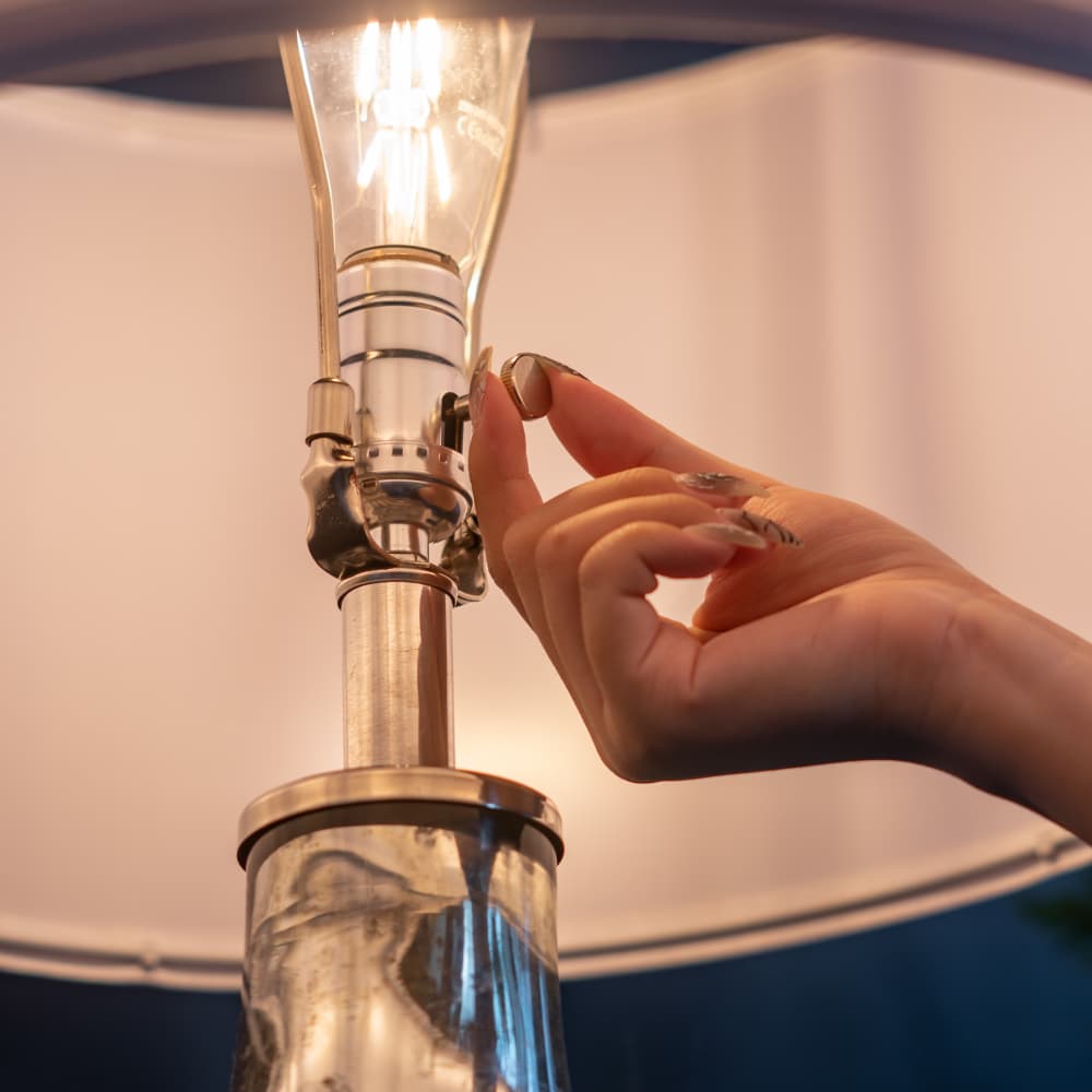 Alt View 6. Luckbyte - 18x32.2 Inch Silver Round Table Lamp With White Fabric Shade Assembly Required.