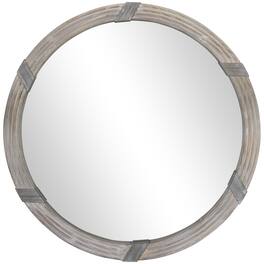 Homcom - 31" Farmhouse Wall Mirror: Round Decor Living Room/Bedroom - Natural Wood