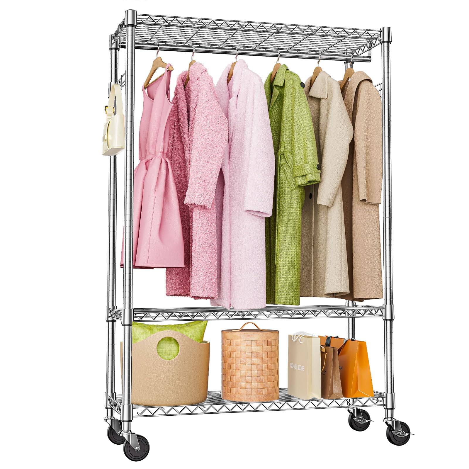 Chrome 3 Tier and 1 Rod 15.7"D x 45.3"W x 75.6"H