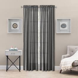 Ellis Curtain - Portland Crushed Taffeta Rod Pocket Tailored Panel - 48x63" Grey - Gray