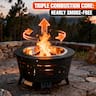 Brano - 26 Inch Smokeless Fire Pit Outdoor Fireplace for Backyard, Patio - Triple-Burn Tech, Includes Ash Pan, Cover & Tools - Black