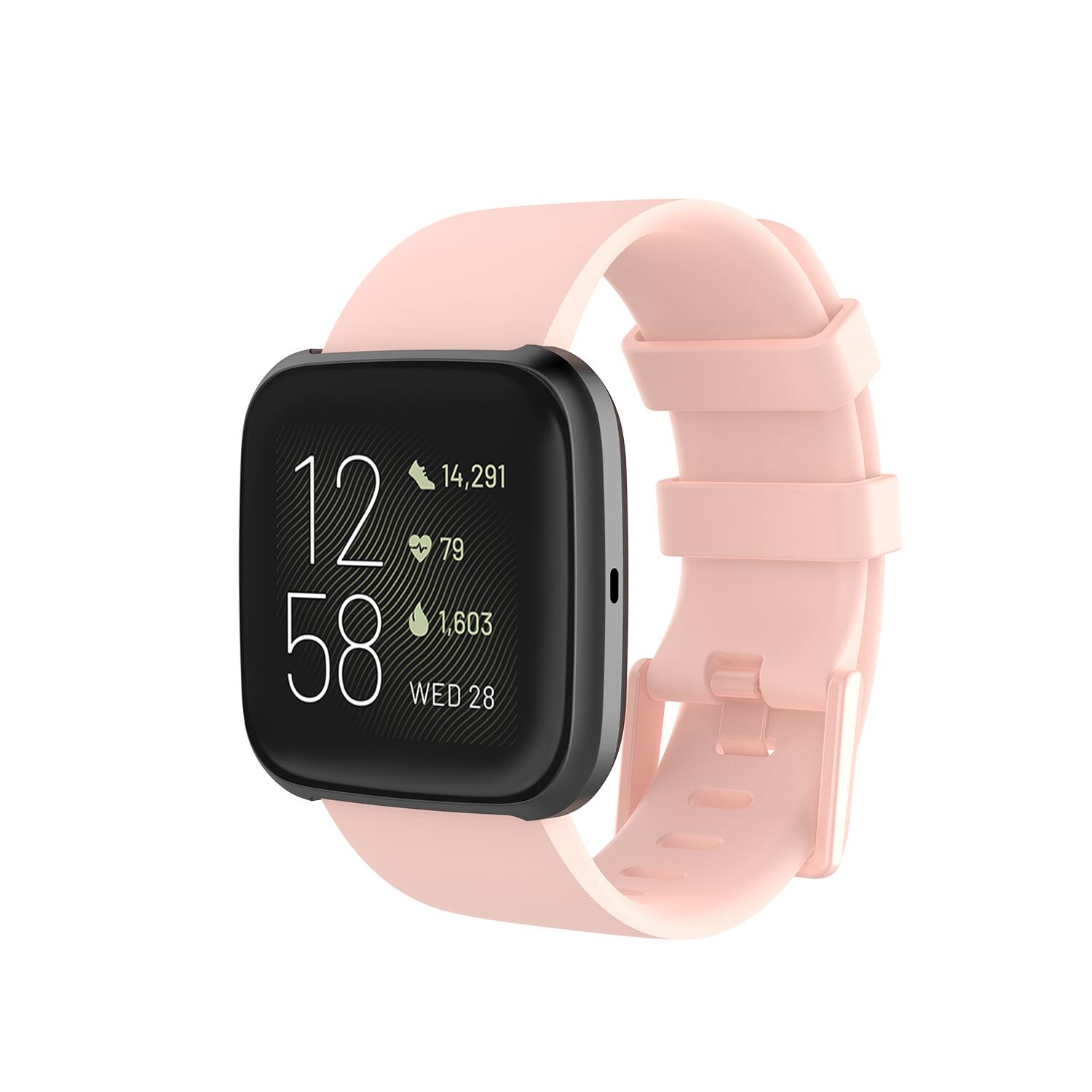 StrapsCo - Classic Active Band Silicone Rubber Watch Strap For Fitbit Versa & Versa 2 (Medium-Long) - Pink